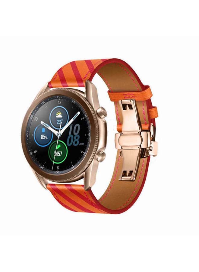 بيرفيي سوار بديل من الجلد الطبيعي لساعة سامسونج جالاكسي 3 مقاس 45 مم برتقالي - Image 2