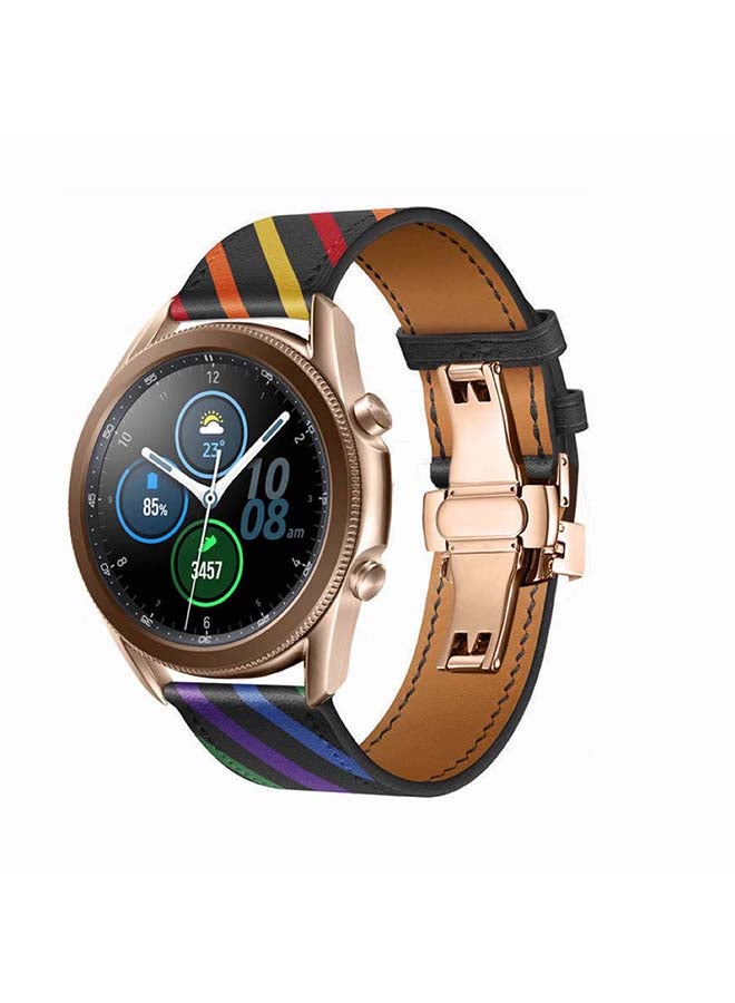 Perfii Genuine Leather Replacement Band for Samsung Galaxy Watch3 45mm Black - Image 2