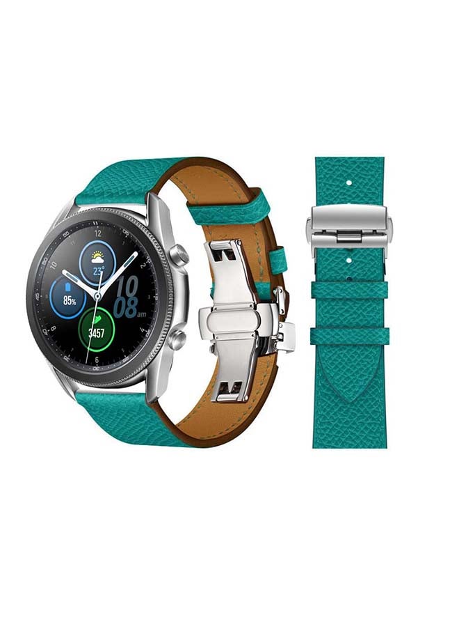 Perfii Genuine Leather Replacement Band for Samsung Galaxy Watch3 45mm Green - Image 1