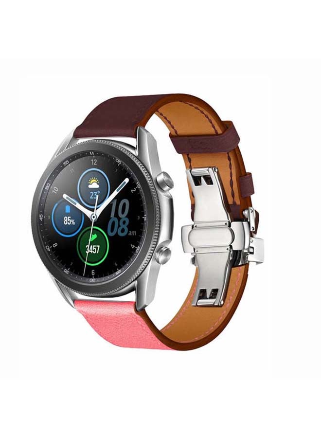 Perfii Genuine Leather Replacement Band for Samsung Galaxy Watch3 45mm Pink  - Image 2