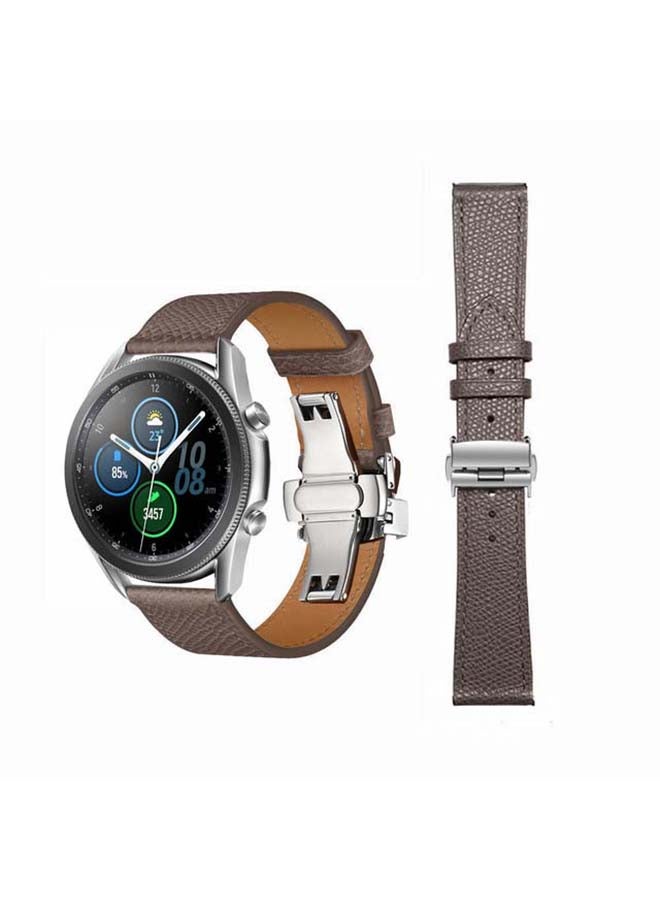 Perfii Genuine Leather Replacement Band for Samsung Galaxy Watch3 45mm Grey - Image 1