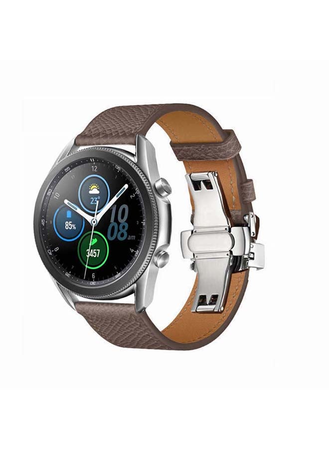 Perfii Genuine Leather Replacement Band for Samsung Galaxy Watch3 45mm Grey - Image 2