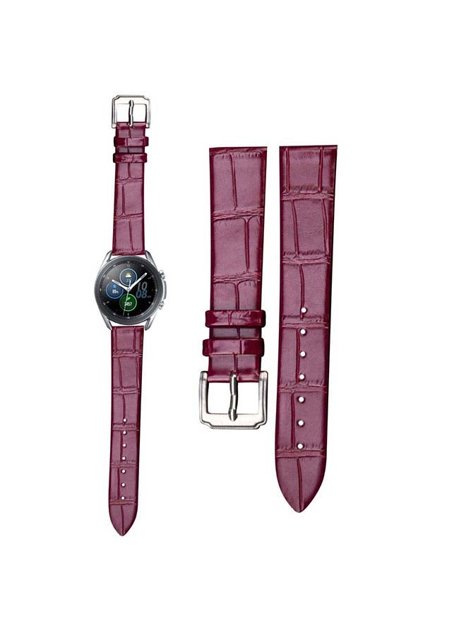 Perfii Genuine Leather Replacement Band for Samsung Galaxy Watch3 45mm Red - Image 1