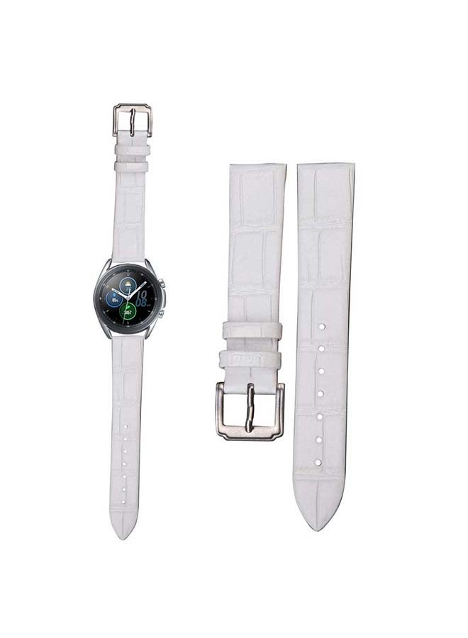 Perfii Genuine Leather Replacement Band for Samsung Galaxy Watch3 45mm White - Image 1