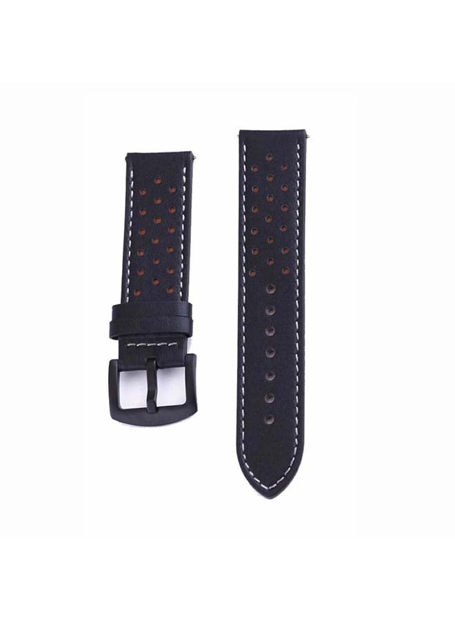 Perfii Dot Genuine Leather Replacement Band for Samsung Galaxy Watch3 45mm Black - Image 2