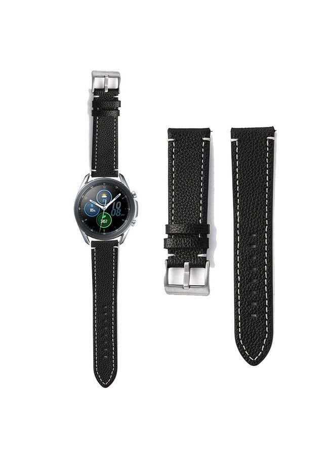 Perfii Genuine Leather Replacement Band for Samsung Galaxy Watch3 45mm Black - Image 1
