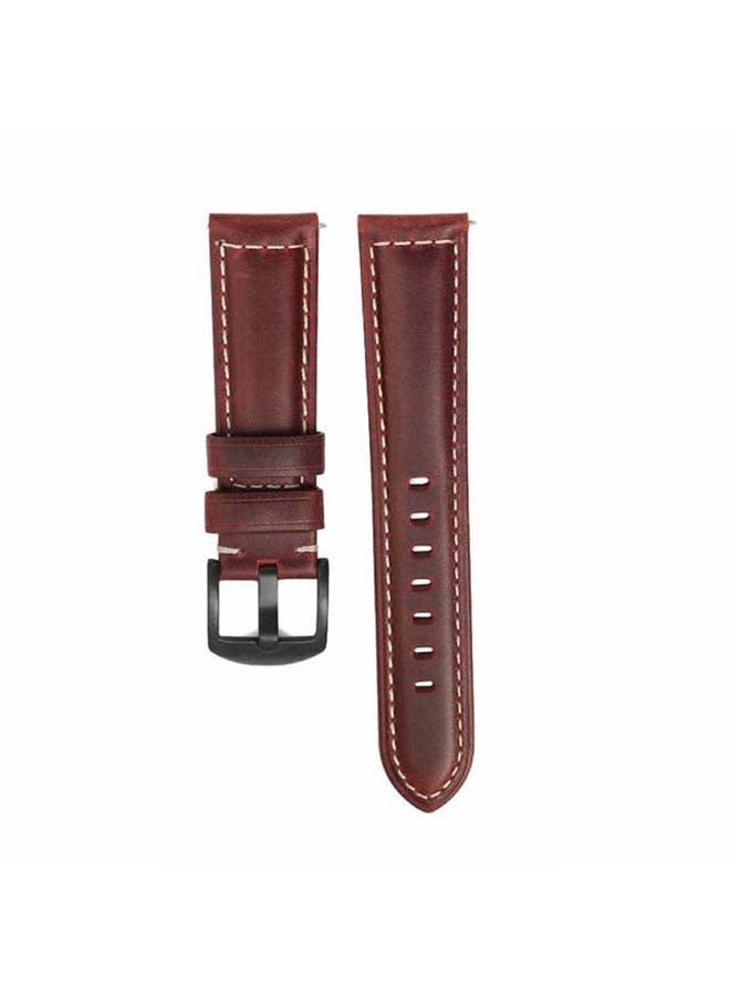 Perfii Retro Wax Genuine Leather Replacement Band For Samsung Galaxy Watch3 45mm Blackish Red - Image 1