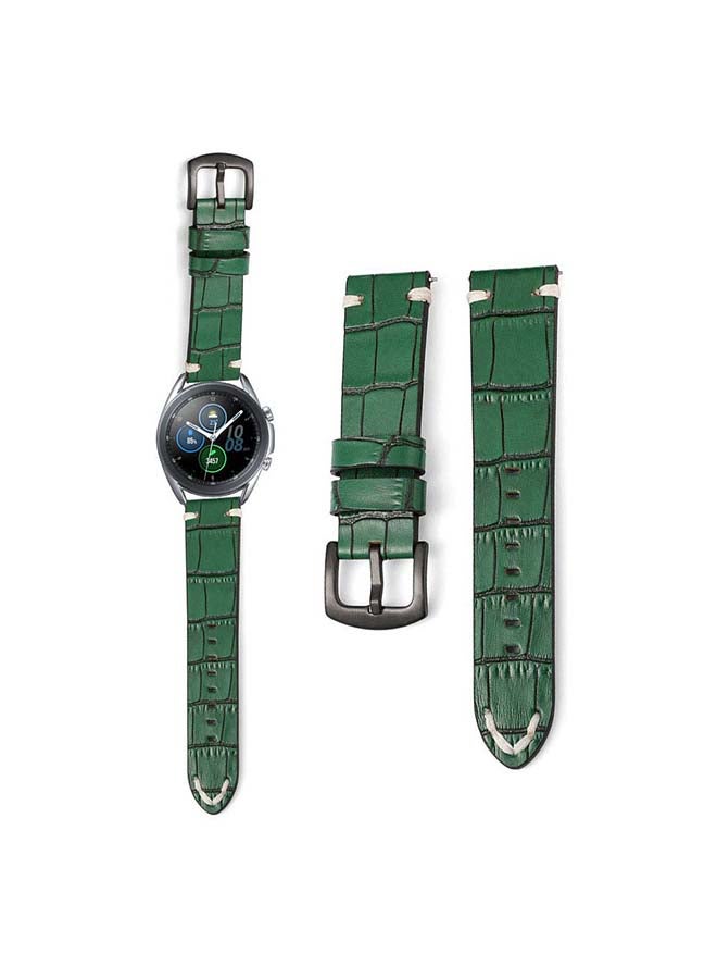 بيرفيي سوار بديل مصنوع من الجلد الطبيعي بملمس حبيبات، يستخدم لساعة سامسونج جالاكسي 3، بمقاس 45 مم. أخضر - Image 2