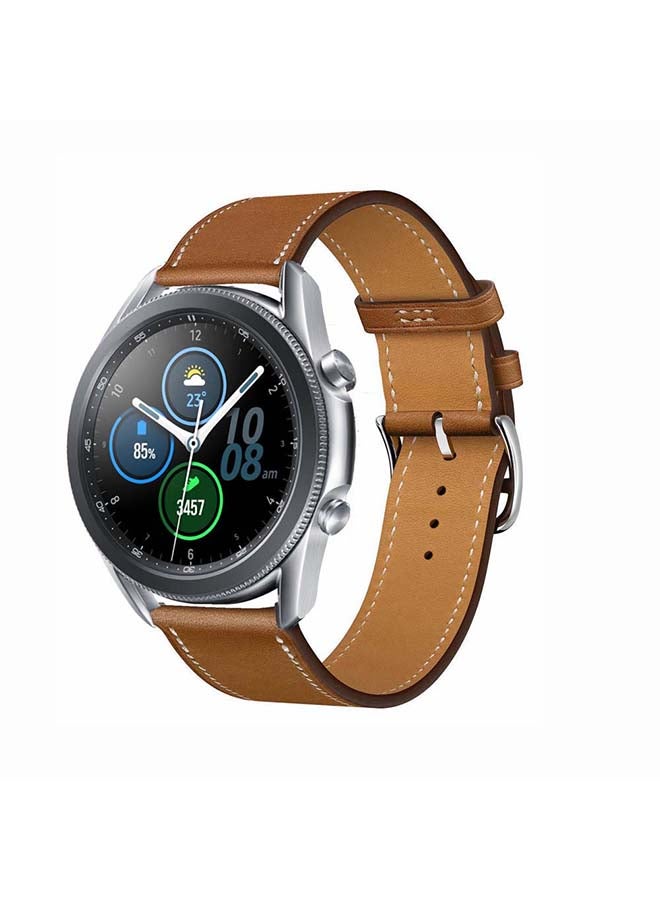 بيرفيي سوار بديل مصنوع من الجلد الطبيعي الممتاز، ويستخدم لساعة سامسونج جالاكسي 3، بمقاس 45 مم. بني - Image 2
