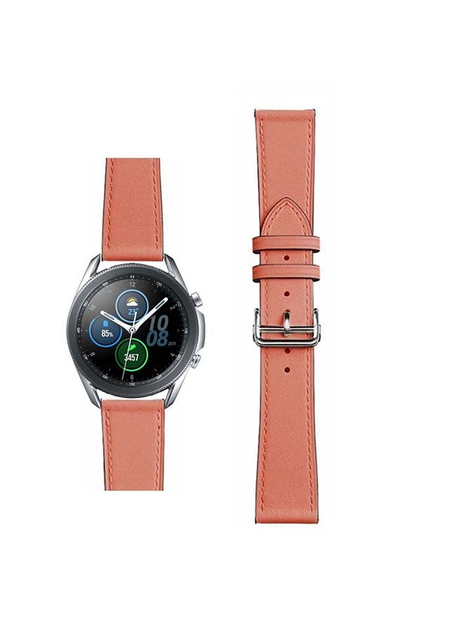 Perfii Supreme Genuine Leather Replacement Band For Samsung Galaxy Watch3 45mm Jacinth Orange - Image 1