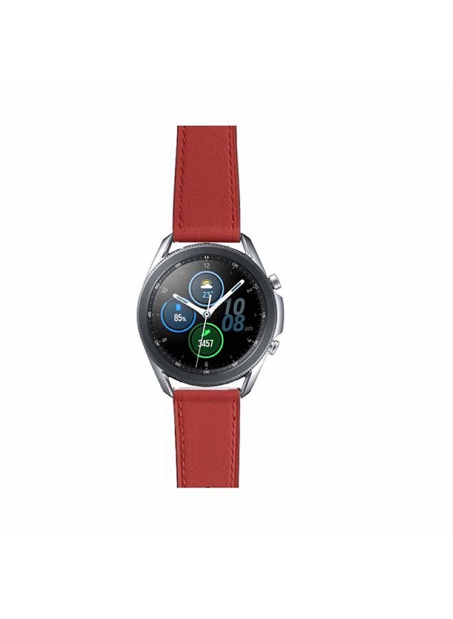 Perfii Supreme Genuine Leather Replacement Band For Samsung Galaxy Watch3 45mm Camellia Red - Image 2