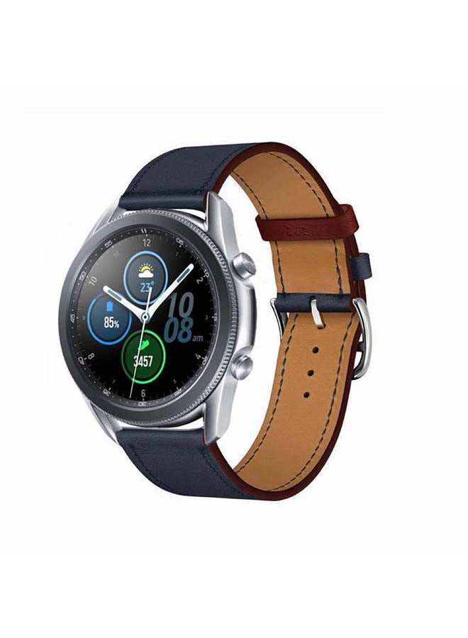 بيرفيي سوار بديل مصنوع من الجلد الطبيعي الممتاز، ويستخدم  لساعة سامسونج جالاكسي 3، بمقاس 45 مم. أزرق - Image 2