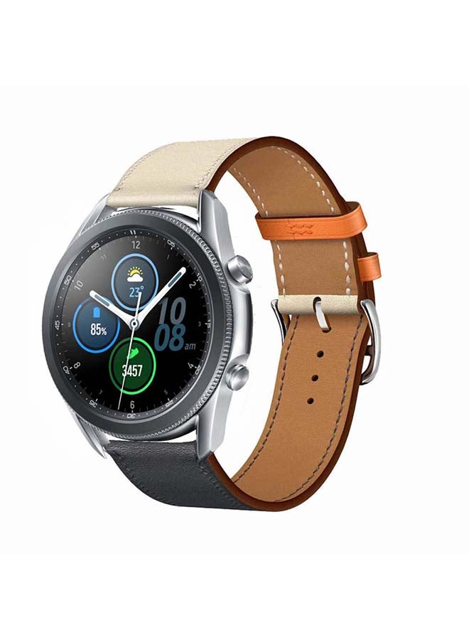 Perfii Supreme Genuine Leather Replacement Band for Samsung Galaxy Watch 3 45mm Blue - Image 2