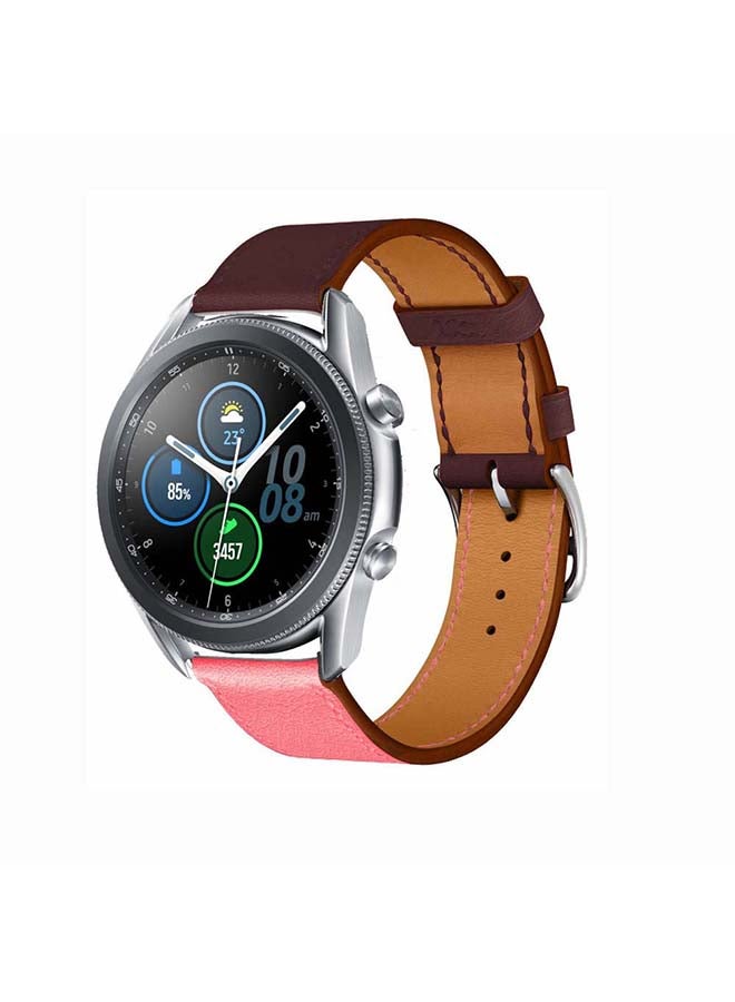 بيرفيي سوار بديل مصنوع من الجلد الطبيعي الممتاز، ويستخدم  لساعة سامسونج جالاكسي 3، بمقاس 45 مم. وردي - Image 2
