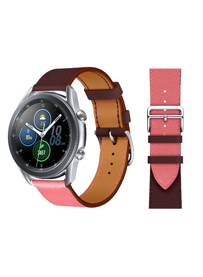 بيرفيي سوار بديل مصنوع من الجلد الطبيعي الممتاز، ويستخدم  لساعة سامسونج جالاكسي 3، بمقاس 45 مم. وردي - Image 1