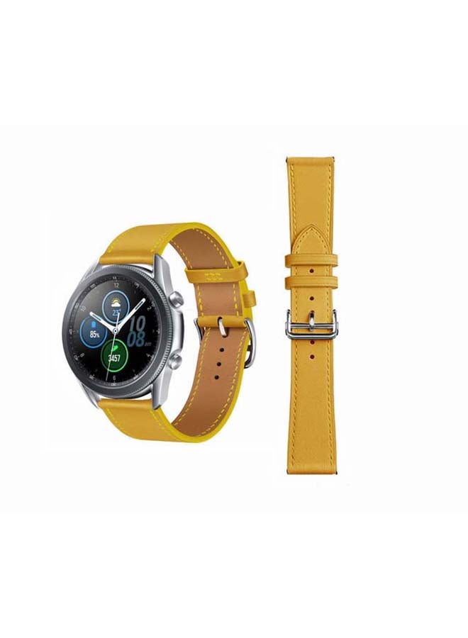 Perfii Supreme Genuine Leather Replacement Band for Samsung Galaxy Watch 3 45mm Yellow - Image 1