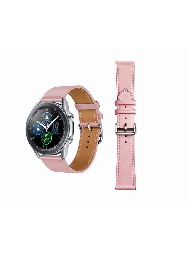 Perfii Supreme Genuine Leather Replacement Band for Samsung Galaxy Watch 3 45mm Pink - Image 1