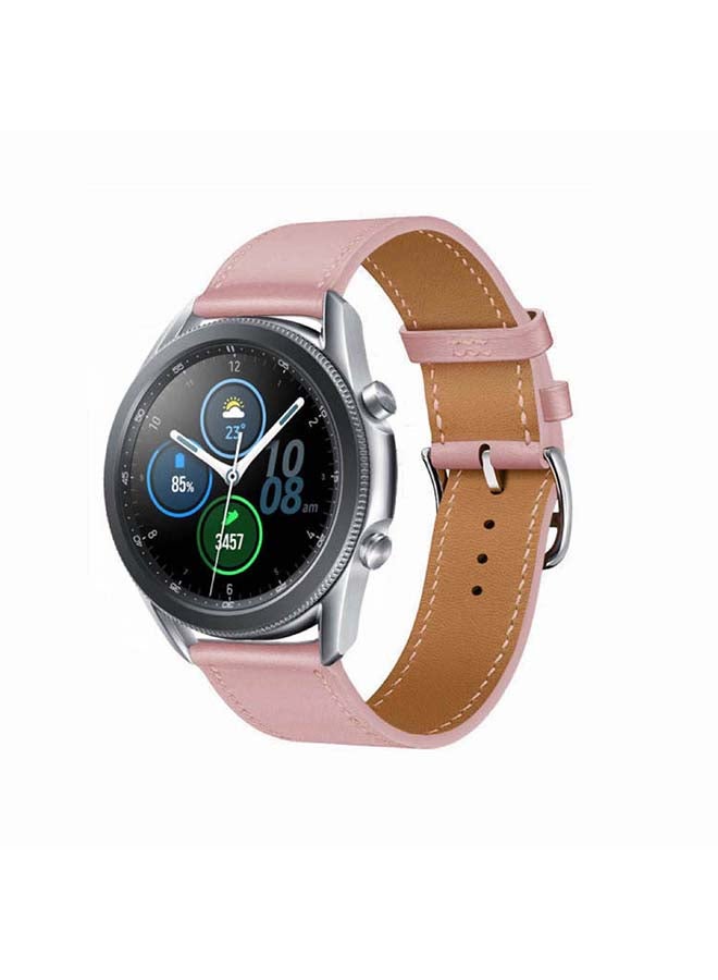 Perfii Supreme Genuine Leather Replacement Band for Samsung Galaxy Watch 3 45mm Pink - Image 2