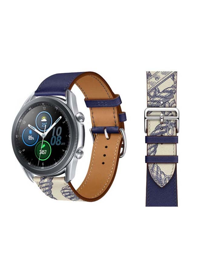 Perfii Supreme Genuine Leather Replacement Band for Samsung Galaxy Watch 3 45mm Blue - Image 1