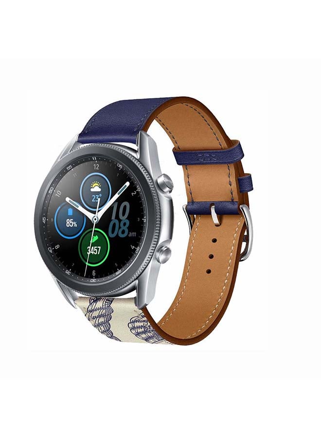Perfii Supreme Genuine Leather Replacement Band for Samsung Galaxy Watch 3 45mm Blue - Image 2