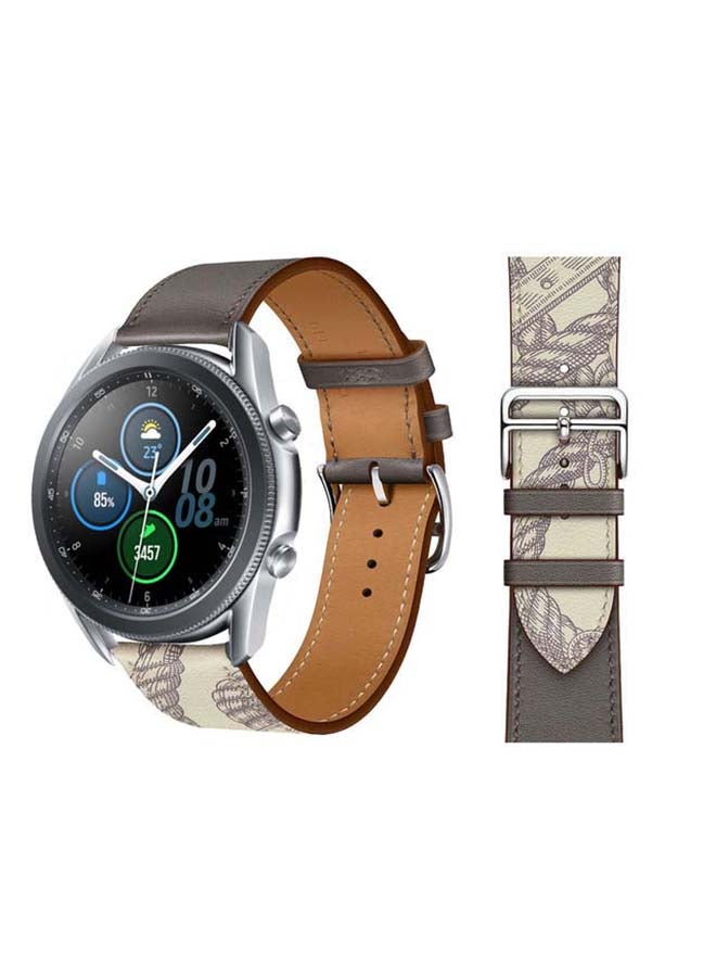 Perfii Supreme Genuine Leather Replacement Band for Samsung Galaxy Watch 3 45mm Grey - Image 1