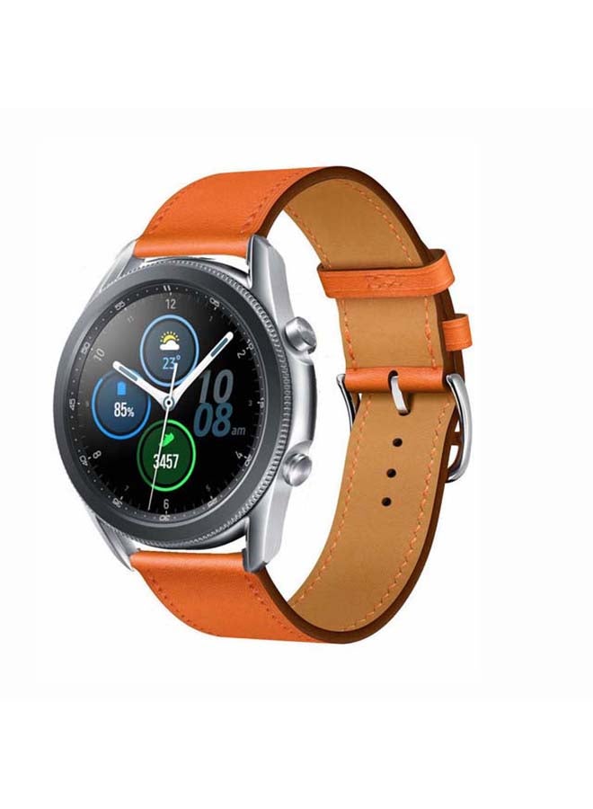 بيرفيي سوار بديل مصنوع من الجلد الطبيعي الممتاز، ويستخدم  لساعة سامسونج جالاكسي 3، بمقاس 45 مم. برتقالي - Image 2