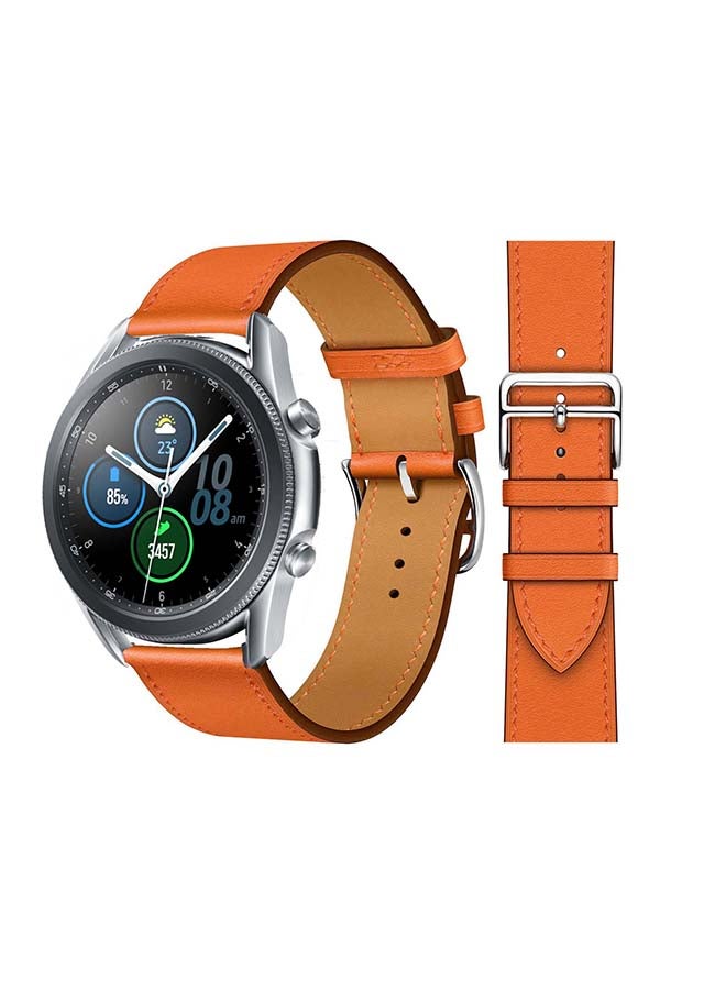 بيرفيي سوار بديل مصنوع من الجلد الطبيعي الممتاز، ويستخدم  لساعة سامسونج جالاكسي 3، بمقاس 45 مم. برتقالي - Image 1
