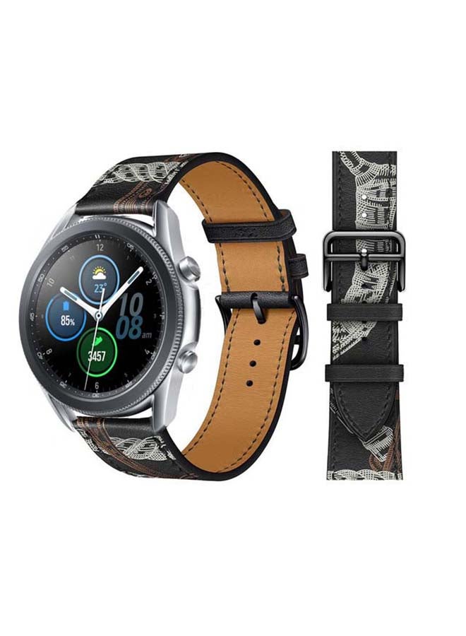 Perfii Supreme Genuine Leather Replacement Band for Samsung Galaxy Watch 3 45mm Black/White - Image 1