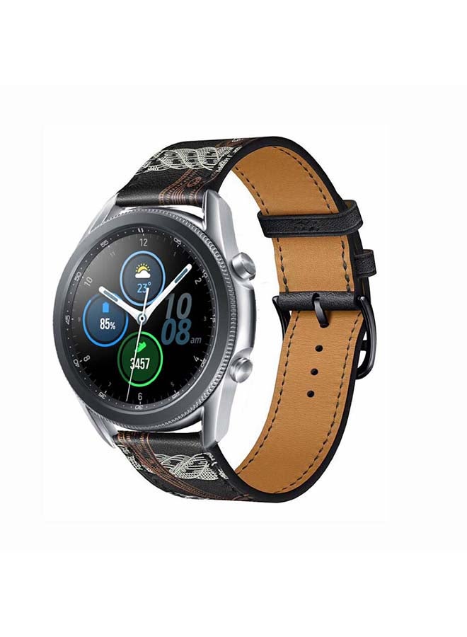 Perfii Supreme Genuine Leather Replacement Band for Samsung Galaxy Watch 3 45mm Black/White - Image 2