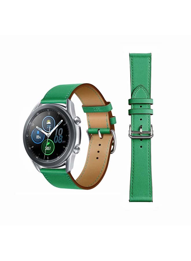 Perfii Supreme Genuine Leather Replacement Band for Samsung Galaxy Watch 3 45mm Green - Image 1
