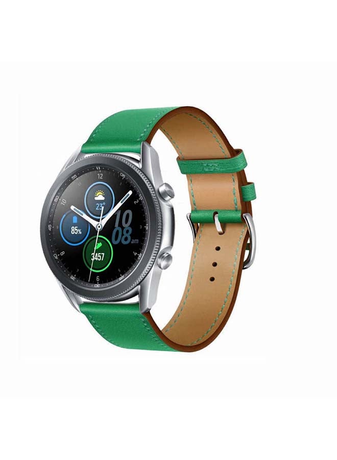 Perfii Supreme Genuine Leather Replacement Band for Samsung Galaxy Watch 3 45mm Green - Image 2