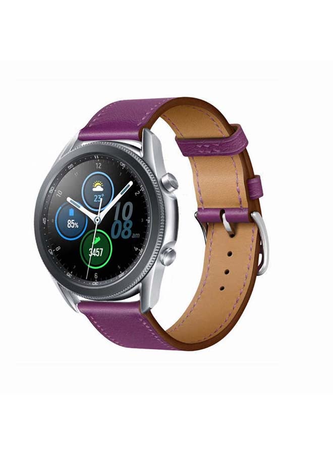Perfii Supreme Genuine Leather Replacement Band for Samsung Galaxy Watch 3 45mm Purple - Image 2