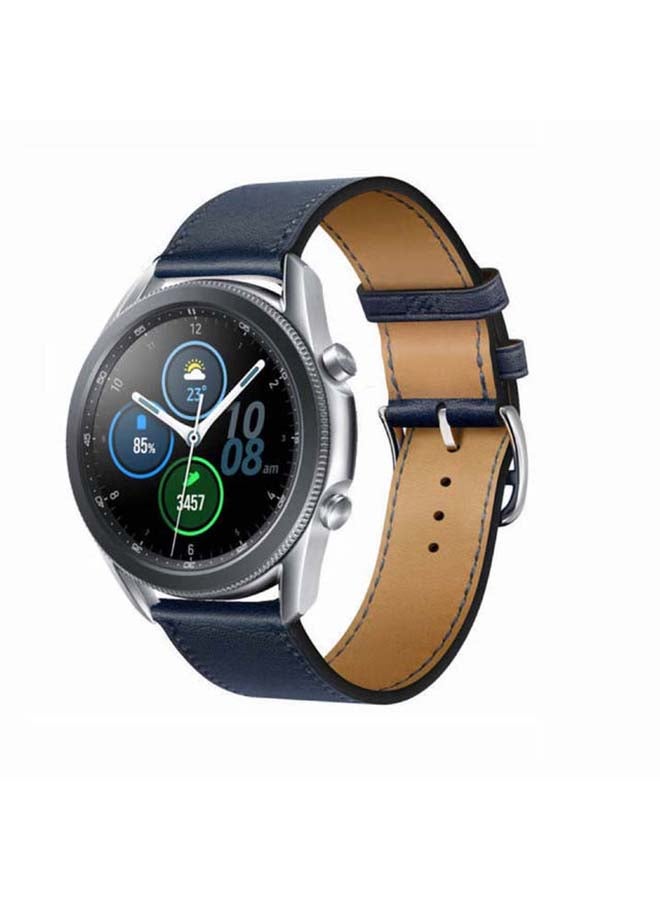 بيرفيي سوار بديل مصنوع من الجلد الطبيعي الممتاز، ويستخدم  لساعة سامسونج جالاكسي 3، بمقاس 45 مم. أزرق - Image 2