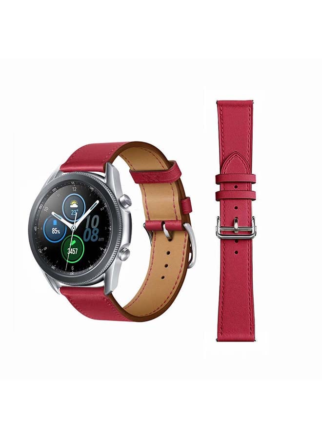 Perfii Supreme Genuine Leather Replacement Band for Samsung Galaxy Watch 3 45mm Red - Image 1