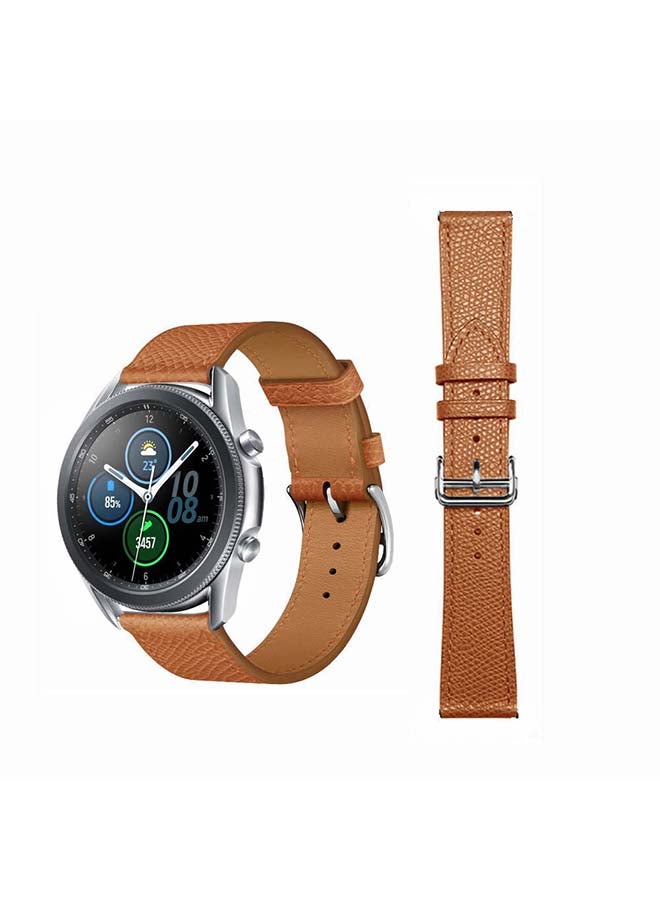 Perfii Supreme Genuine Leather Replacement Band for Samsung Galaxy Watch 3 45mm Brown - Image 1