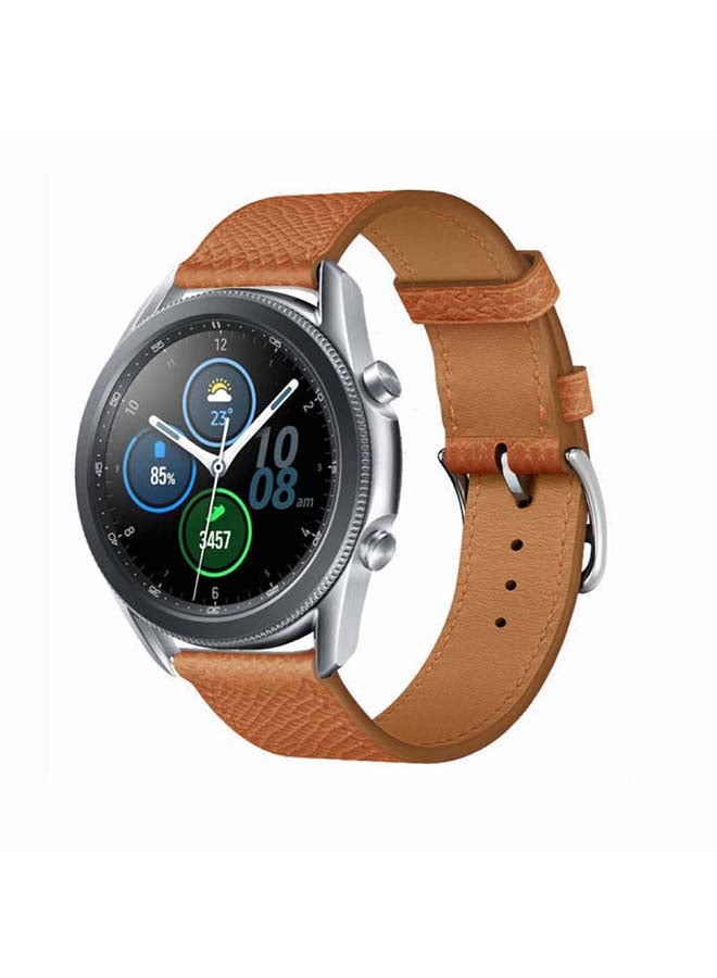 Perfii Supreme Genuine Leather Replacement Band for Samsung Galaxy Watch 3 45mm Brown - Image 2