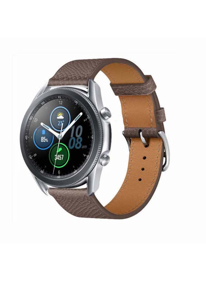 Perfii Supreme Genuine Leather Replacement Band for Samsung Galaxy Watch 3 45mm Grey - Image 2
