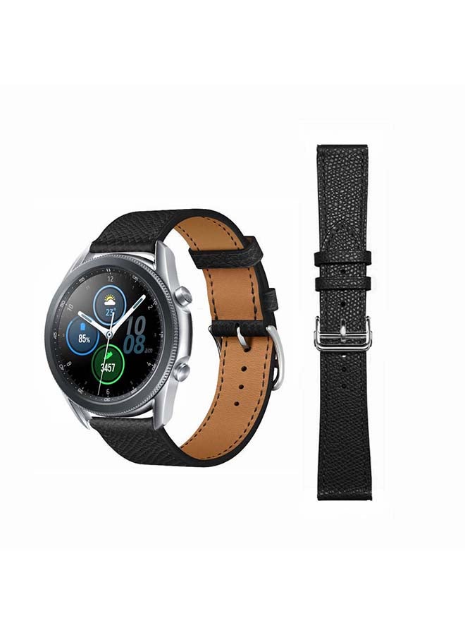 بيرفيي سوار بديل مصنوع من الجلد الطبيعي الممتاز، ويستخدم  لساعة سامسونج جالاكسي 3، بمقاس 45 مم. أسود - Image 1