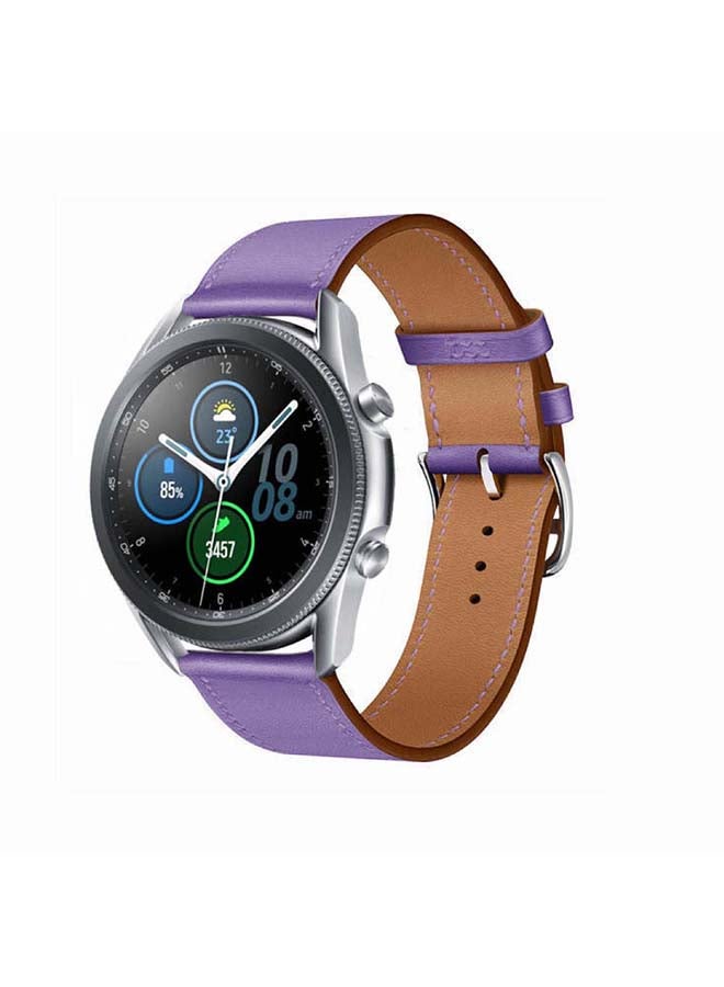 بيرفيي سوار بديل مصنوع من الجلد الطبيعي الممتاز، ويستخدم  لساعة سامسونج جالاكسي 3، بمقاس 45 مم. أرجواني - Image 2