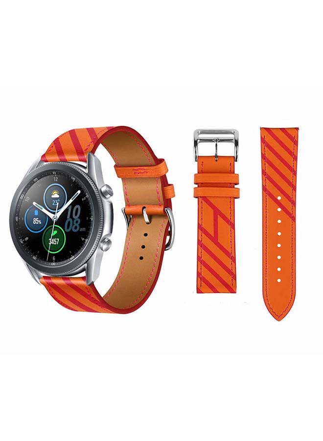 Perfii Supreme Genuine Leather Replacement Band for Samsung Galaxy Watch 3 45mm Orange - Image 1