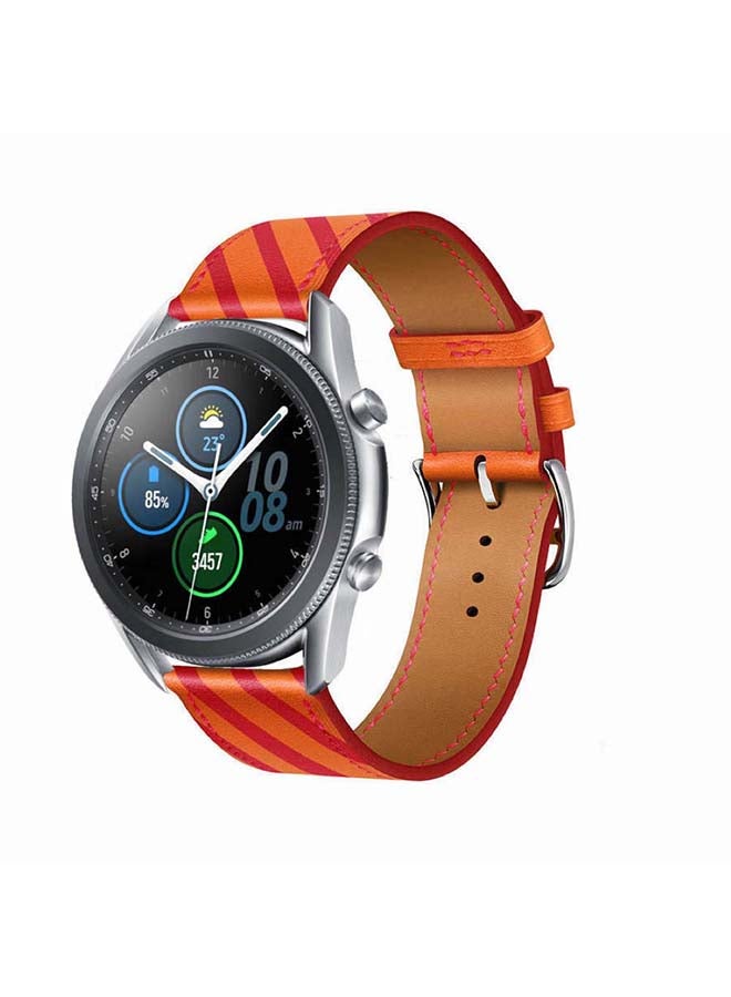 Perfii Supreme Genuine Leather Replacement Band for Samsung Galaxy Watch 3 45mm Orange - Image 2
