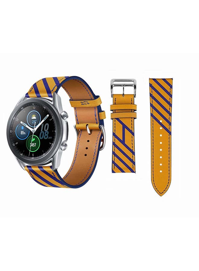 بيرفيي سوار بديل مصنوع من الجلد الطبيعي الممتاز، ويستخدم  لساعة سامسونج جالاكسي 3، بمقاس 45 مم. أصفر - Image 1