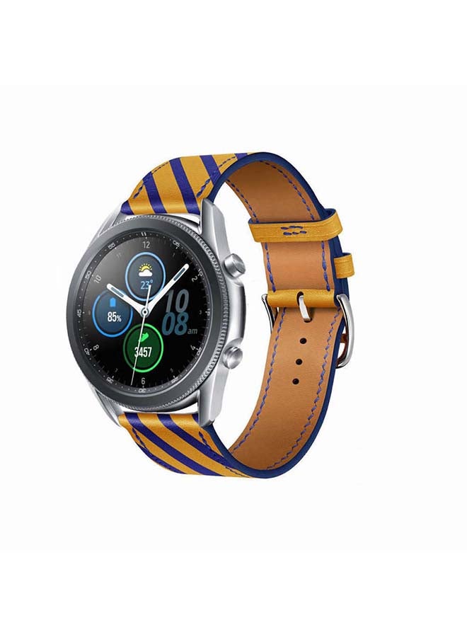 بيرفيي سوار بديل مصنوع من الجلد الطبيعي الممتاز، ويستخدم  لساعة سامسونج جالاكسي 3، بمقاس 45 مم. أصفر - Image 2