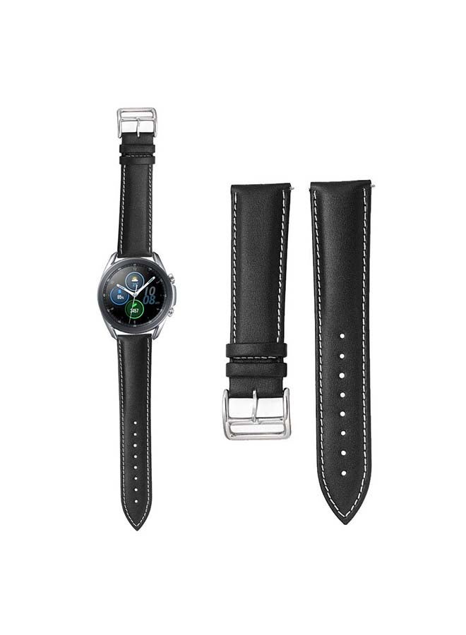 Perfii Genuine Leather Replacement Band for Samsung Galaxy Watch 3 45mm Black - Image 1