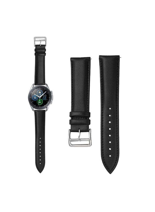 Perfii Genuine Leather Replacement Band for Samsung Galaxy Watch 3 45mm Black - Image 1