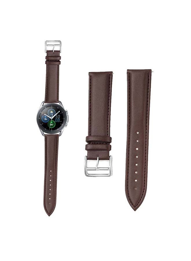 بيرفيي سوار بديل مصنوع من الجلد الطبيعي، ويستخدم لساعة سامسونج جالاكسي 3، بمقاس 45 مم. بني - Image 1