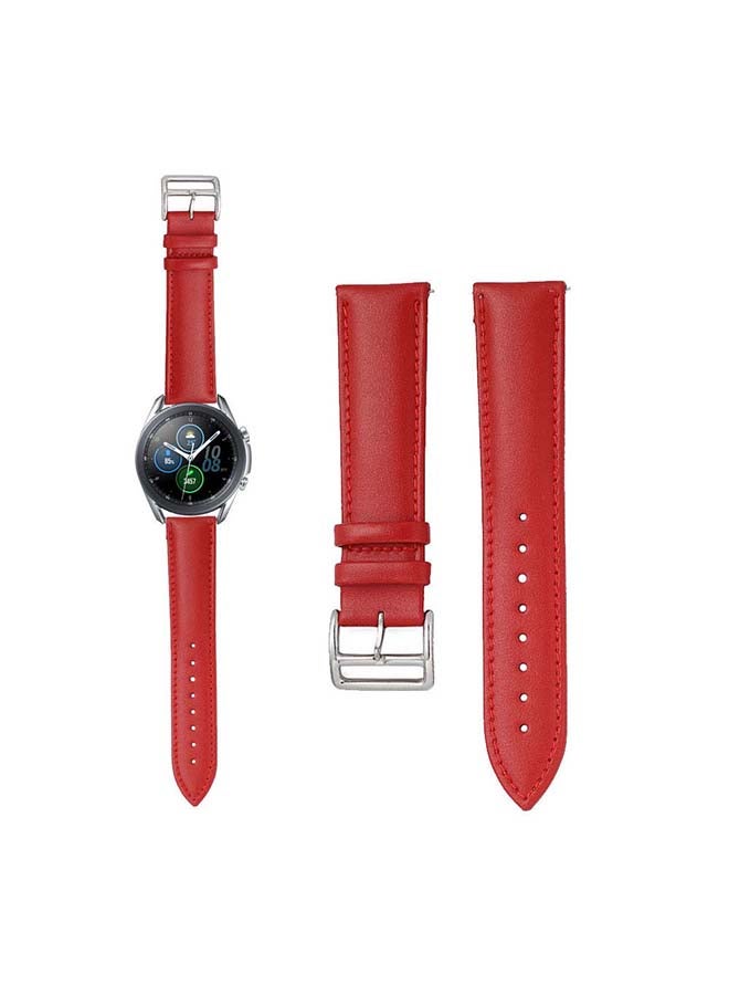 Perfii Genuine Leather Replacement Band for Samsung Galaxy Watch 3 45mm Red - Image 1