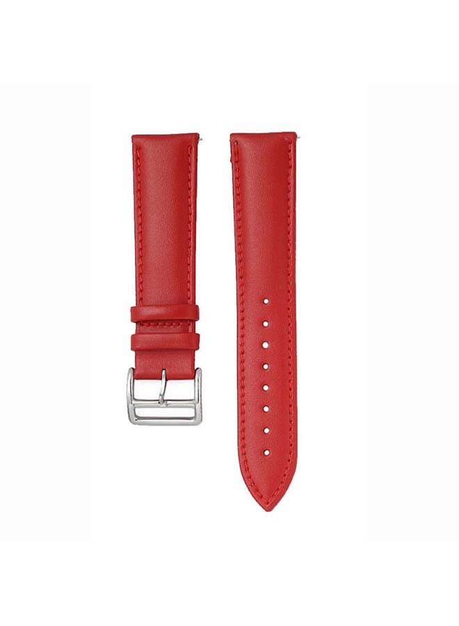 Perfii Genuine Leather Replacement Band for Samsung Galaxy Watch 3 45mm Red - Image 2