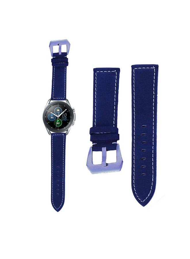 بيرفيي سوار بديل مصنوع من الجلد الطبيعي، ويستخدم لساعة سامسونج جالاكسي 3، بمقاس 45 مم. أزرق - Image 1