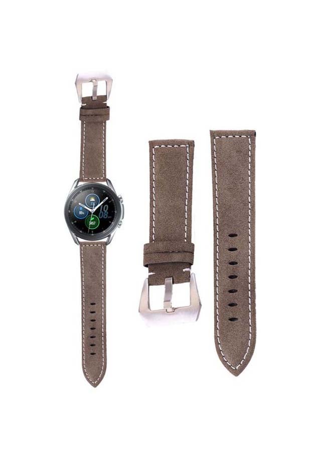 بيرفيي سوار بديل مصنوع من الجلد الطبيعي، ويستخدم لساعة سامسونج جالاكسي 3، بمقاس 45 مم. رمادي - Image 1